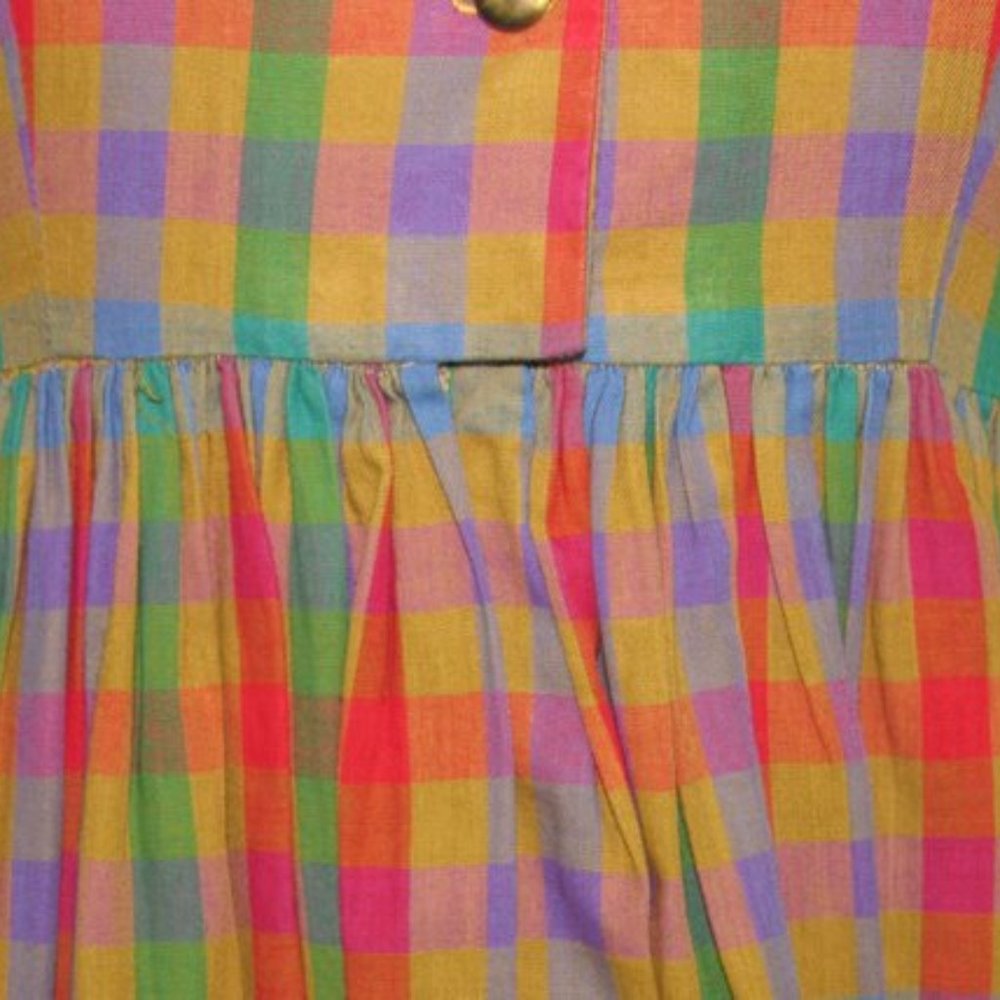 Vintage 50s Checkered Plaid School Girl Dress S - Picture 8 of 10